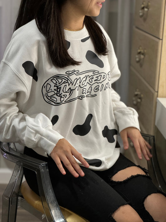 Crewneck Sweatshirt Cow Print